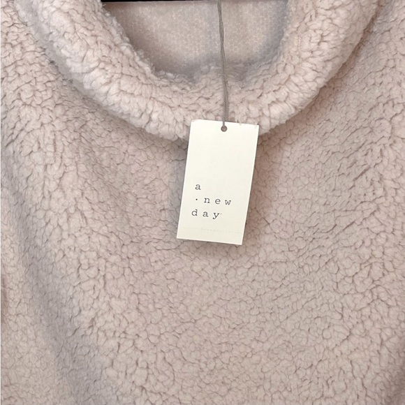 NWT A New Day Soft Sherpa Cowl Neck Pullover Sweater Light Pink Size L Pullover - Picture 4 of 9